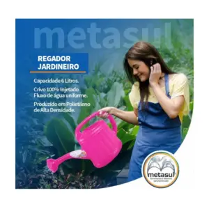 Regador Plast 6l Rosa Jardineiro - Metasul - Imagem 3