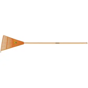 Vassoura 18 Dentes em Polipropileno Laranja com Cabo de Madeira 120cm - Tramontina - Imagem 1