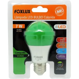 Foxlux Lâmpada Led Bulbo 7w Verde Bivolt