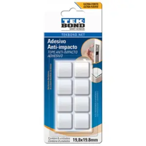 Adesivo Anti-impacto Quadrado 19,8mm com 8 Unidades Tekbond