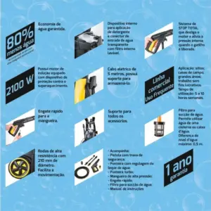 Lavadora de Alta Pressão 2100w 220v Amarela e Preta - Imagem 11