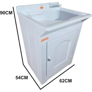 Tanque de Lavanderia 40l Externo com Esfregadeira Lateral Cor:branco - Imagem 4