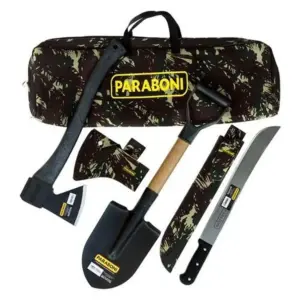 Kit para Acampamento com Machado, Mini-pá e Facão - Paraboni