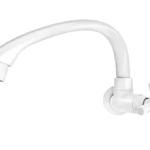 Torneira para Cozinha de Parede em Plástico Bica Móvel Horizontal Cross Branco - Imagem 1