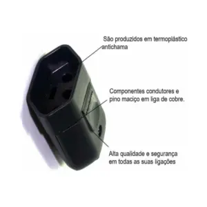 44 Plugue Fêmea 10a Cores Preto Branco Grande 44pc Tramontin - Imagem 2