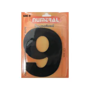 Algarismo 9 Numeral 125mm Preto 600-9
