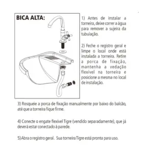 Torneira para Lavatório Mesa Bica Alta Móvel Cross 1/2'' Branca - Tigre - Imagem 7