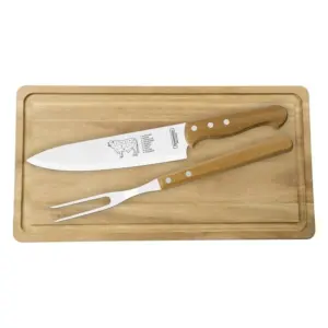 Kit para Churrasco com Lâminas em Aço Inox e Cabos de Madeira Natural 3 Peças - Tramontina - Imagem 1
