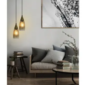 Pendente Taschibra Corcovado Canelado Conhaque 1xe27 Ouro - Imagem 2