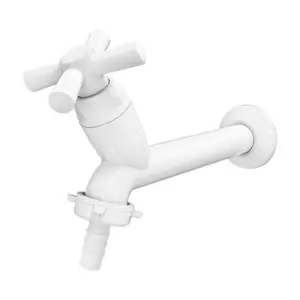 Torneira Tanque 15cm Bico Mangueira Tigre Cross Branca 1/2