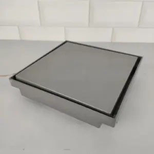 Ralo Oculto Invisível 15x15cm para Banheiro Astra Quadrado Plástico Cinza - Imagem 4