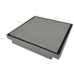Ralo Oculto Invisível 15x15cm para Banheiro Astra Quadrado Plástico Cinza - Imagem 5