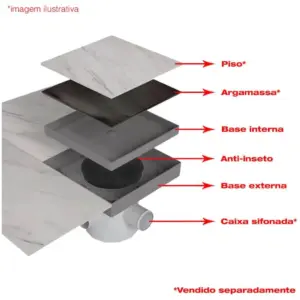 Ralo Oculto Invisível 15x15cm para Banheiro Astra Quadrado Plástico Cinza - Imagem 6