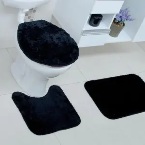 Kit de Tapetes Stilo 3 Peças em Poliéster para área Seca Preto 1 - Imagem 3