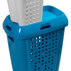 Roupeiro Telado com Cesto 45l Azul/branco