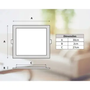Led Painel Pop de Embutir Quadrado Avant 24w Bivolt, Quadrado, Branco - Imagem 4
