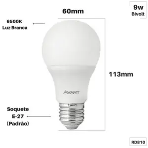 Lâmpada Led Bulbo 9w 6500k E27 - Avant - Imagem 1