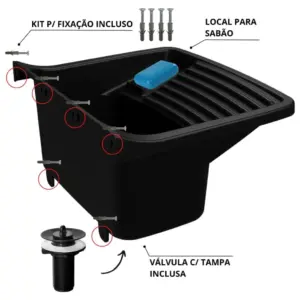 Tanque Plastico Simples 55x47x31 34l Preto Tq1/sc*pr1 Astra - Imagem 3