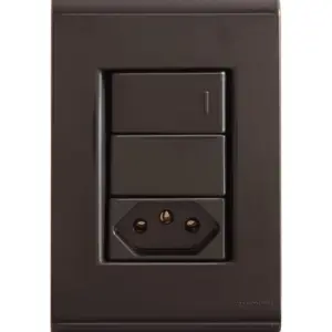 Conjunto 4x2 com 1 Interruptor Simples 10 a 250 V e 1 Tomada 2p+t 10 a 250 V Tramontina Liz Grafite Tramontina