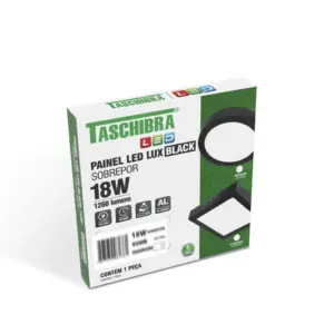 Painel Led 24w Lux Quadrado Sobrepor Preto 3000k - Imagem 7