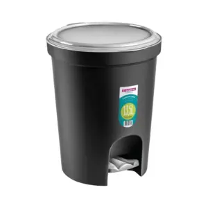 Lixeira Redonda com Pedal Sanremo Preto Plástico