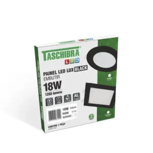 Painel Led 18w Lux Quadrado Embutir Preto 4000k - Imagem 7