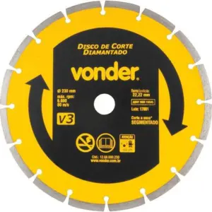 Disco de Corte Diamantado V3 Segmentado 230mm - Vonder - Imagem 2