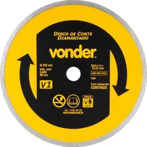 Disco de Corte Diamantado, 230 Mm, Contínuo, V1, Vonder Vdo2828 - Imagem 1