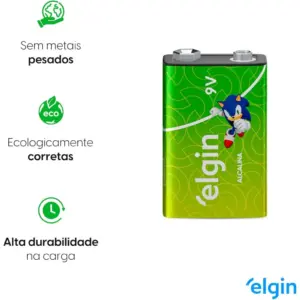 Bateria Alcalina Elgin com 1 Unidade 9v Pilha - Imagem 3