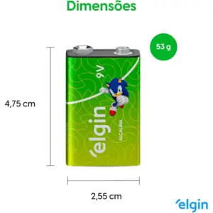 Bateria Alcalina Elgin com 1 Unidade 9v Pilha - Imagem 4